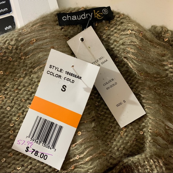 NWT | Chaudry KC | Gold Sequin Sweater | Sz S - Picture 16 of 16